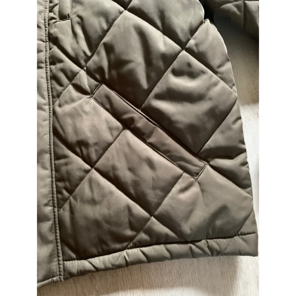 Banana Republic Mens Quilted Bomber Jacket Olive Brown Snap Front‎ Size Medium